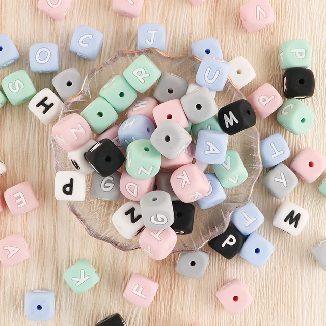 100Pcs 12MM Silicone Letter Beads Silicone Round Beads Loose Beads Food Grade DIY Bracelet Necklace Pacifier Chain Accessories 4
