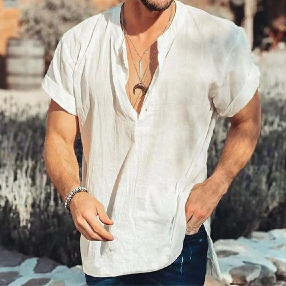 

Men Summer Shirt Chic Loose Short Sleeve Lightweight Men Summer Top Men Garment Men Summer Top Men Top