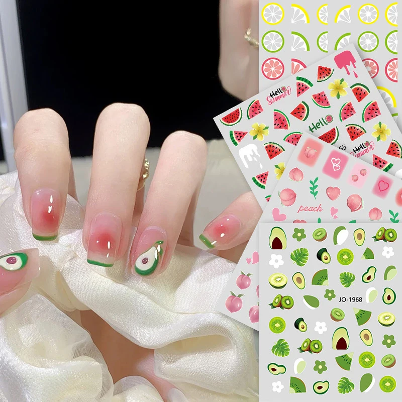 

French Nail Stickers Manicure Fruits Decals Stickers For Nails 3D Nail Sticker DIY Nail Art Decoration Beauty Sliders For Nails