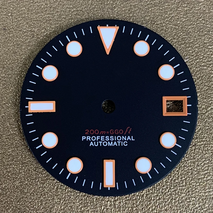 S Black-faced Watch Dial Accessories Modified with 28.5mm Green Luminous for The NH35 NH36 Movement Watch Accessories