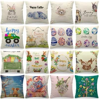 easter eggs printed cushion cover 45x45cm indoor couch decor pillow cover easter decorations bunny truck linen throw pillowcase