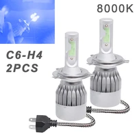 2pcs h4 c6 cob led car headlight kit 3800lm 8000k 36w hi or lo beam auto fog light bulb car head lamp