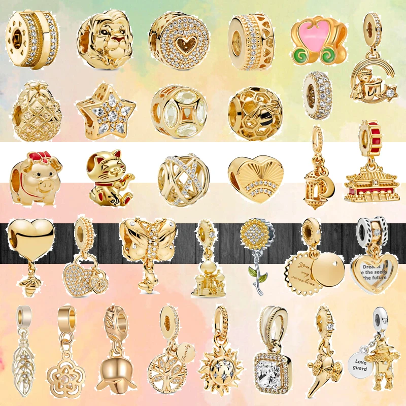 Новинка модные бусины золотистого цвета с паве кота ангела Льва подходят к