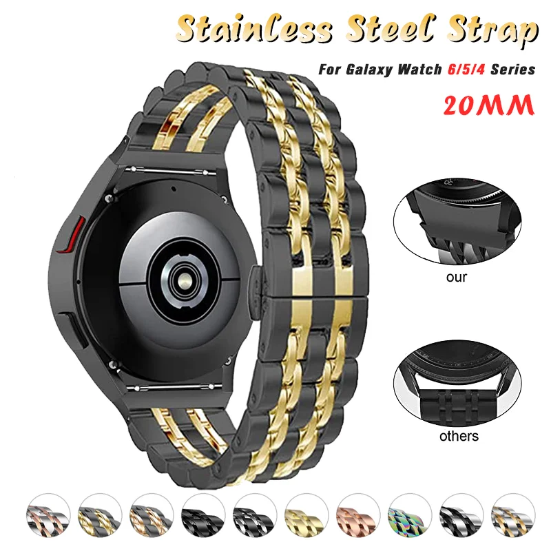 

Stainless Steel Strap For Samsung Watch 4/6 Classic 47mm 46 43mm 42 Watch 4/5/6 44mm 40mm Metal band for Galaxy Watch 5Pro 45mm
