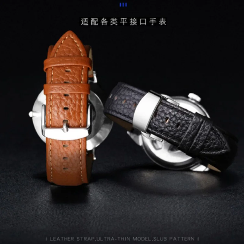 General Replacement Strap 12/13/14/15/16/17/18/19/20/21/22/23/24 mm Men And Women Leather Watchband
