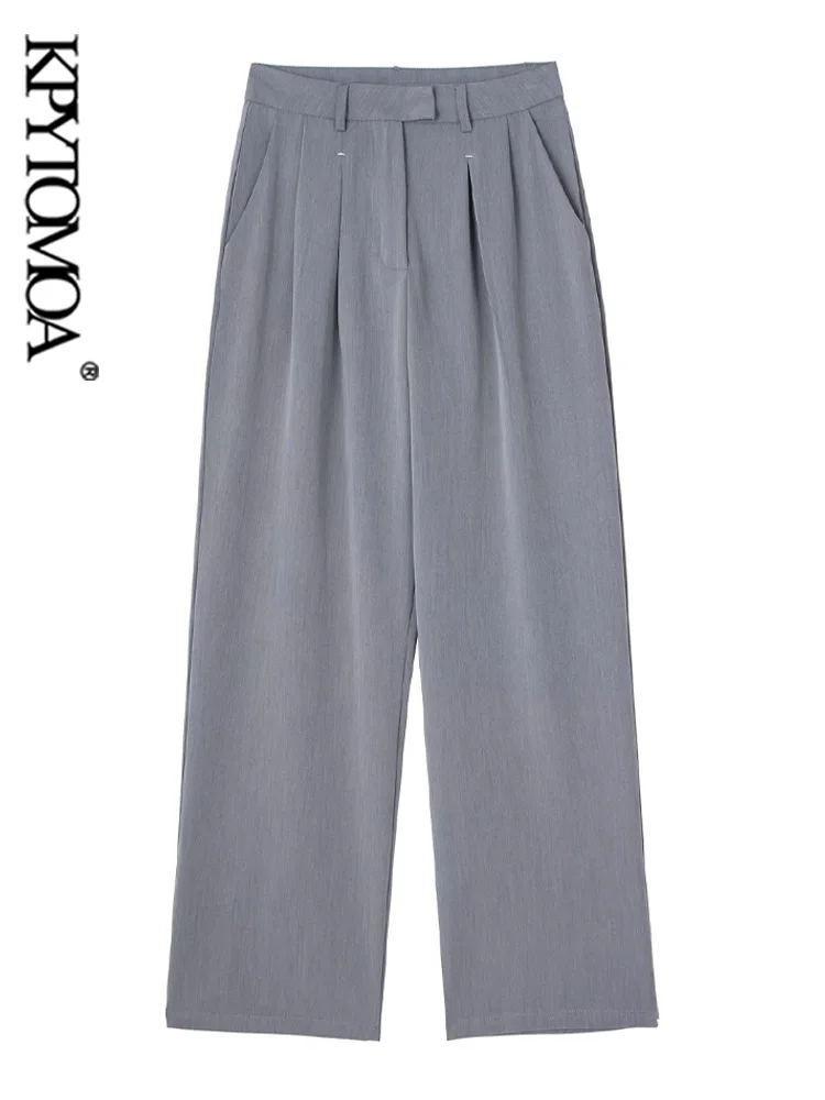

Женские модные брюки KPYTOMOA с боковыми карманами, женские винтажные брюки с высокой талией и молнией