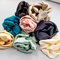 30momme pure mulberry silk flower scrunchies for women silk elastic hair bands solid ponytail holder hairbands hairtie hair rope