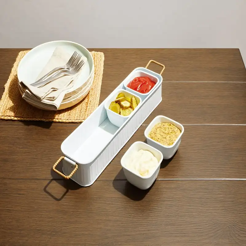 

Rectangle Condiment Tray, 17.44 Green dishes Modern plates Sauce dish Restaurant plates