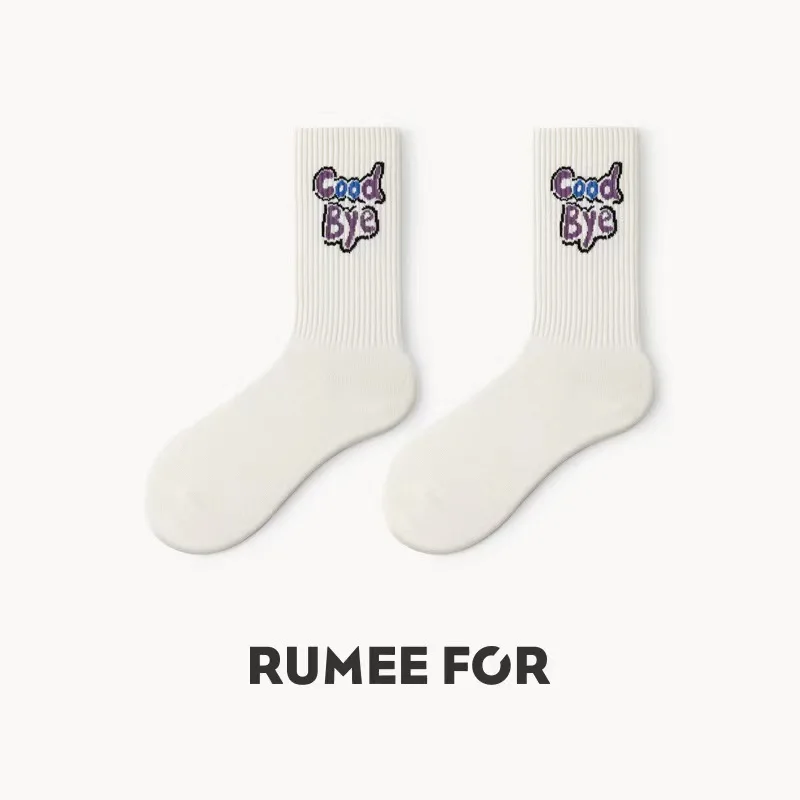 5Pairs/Set Hip Hop Letters Socks for Unisex Street Fashion Couple Socks Middle Tube Women Cotton Sox Sport Casual Dress Summer