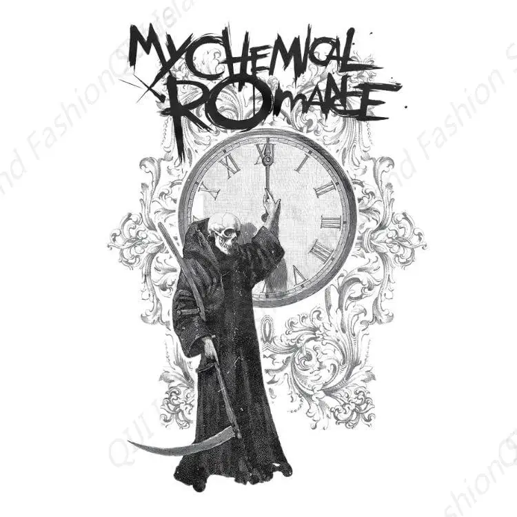 Фото My Chemical Romance Fire Time Мужская белая футболка с коротким рукавом Рок-музыка Винтажный стиль Графические футболки №2
