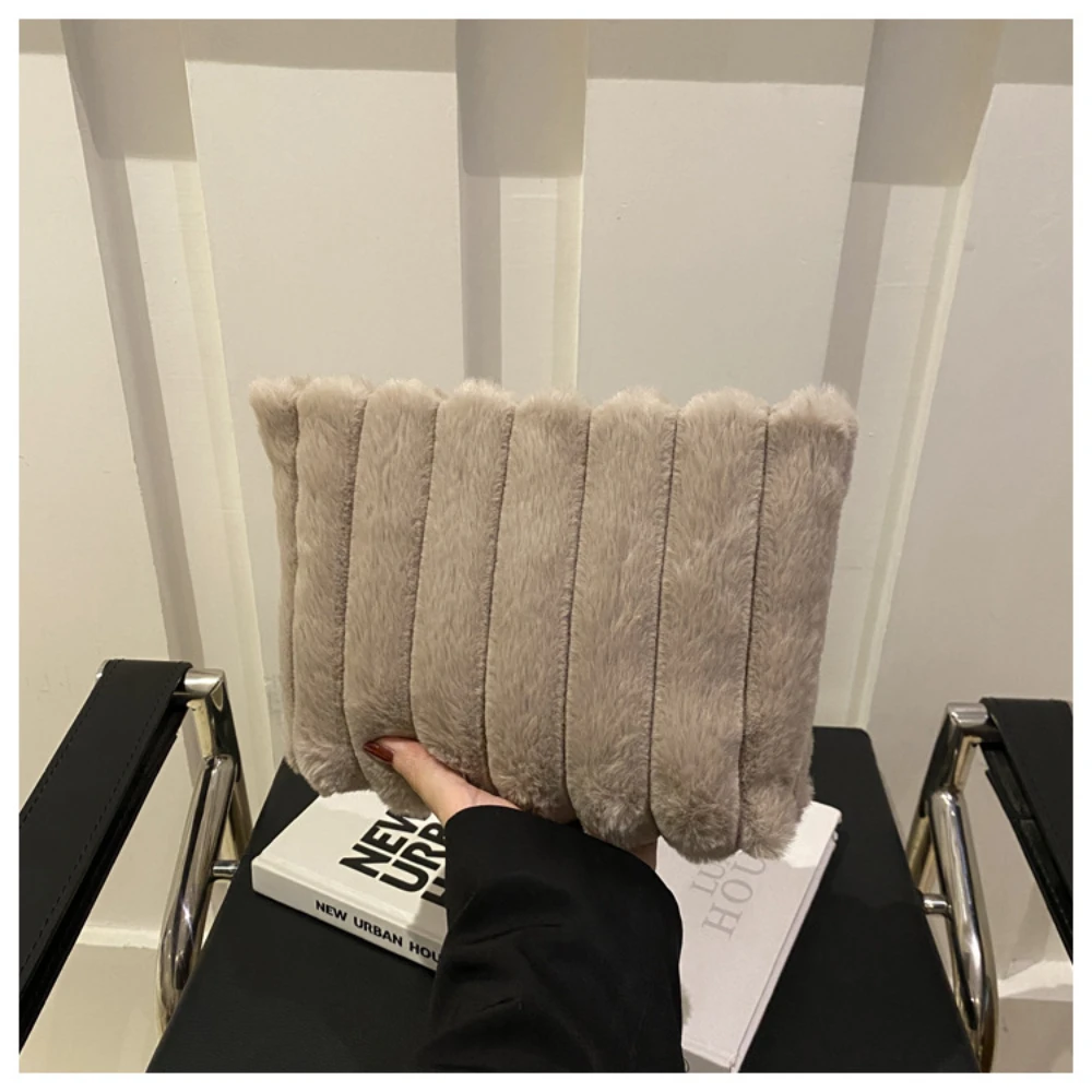 Осень/зима плюшевая полосатая сумка 2024 новая милая ручная высококачественная