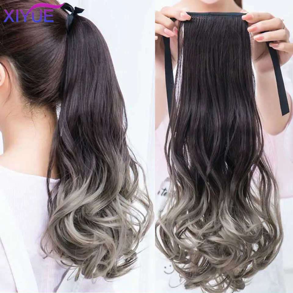 

XIYUE Wig ponytail women's curly hair gradient color fake ponytail grab clip long hair fake braid highlighted long curly hair