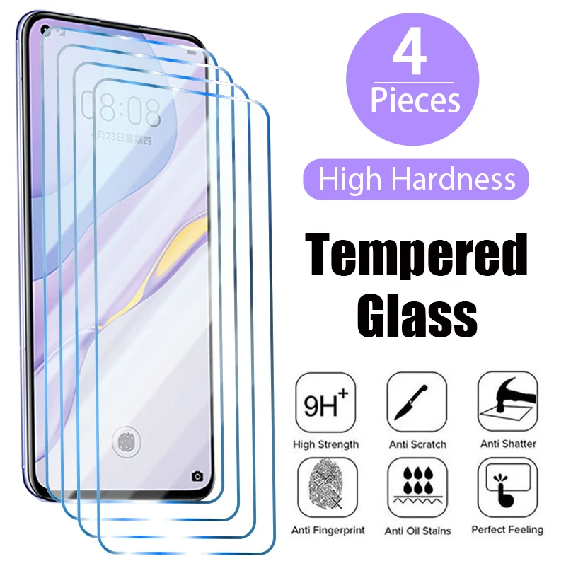 

4PCS Protective Glass For Huawei P50 P40 P30 P20 Lite 5G P Smart S Z 2021 Screen Glass For Huawei Mate 30 20 Y8p Y7p Y6p Y9 Y7