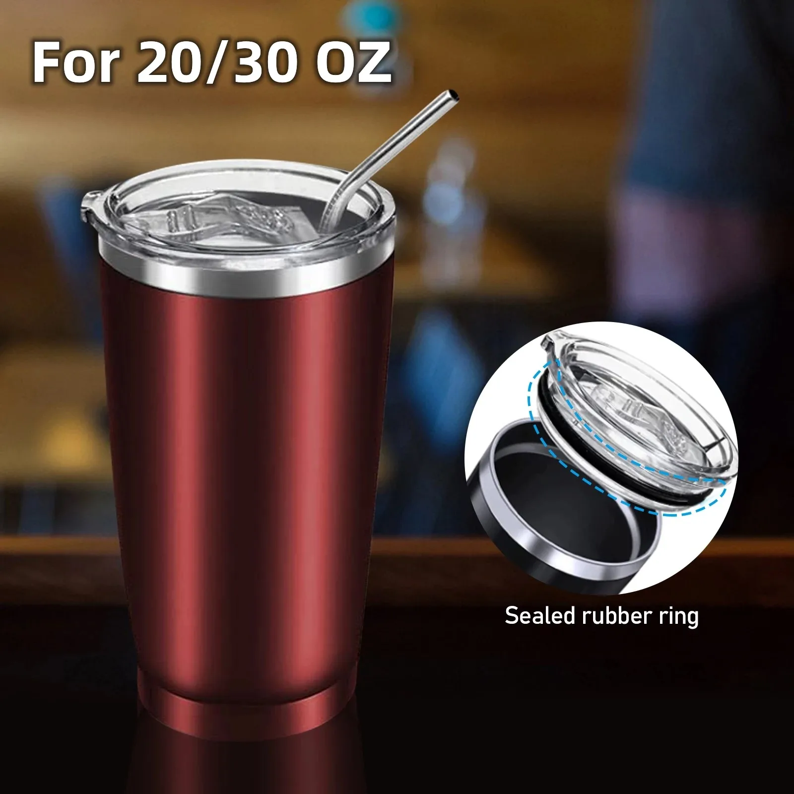 20/30oz Universal Thermos Lid Tumbler Cup Cover Sealing Leakproof Water Bottle Cap Mugs Replacement Lids Jar Lid With Straw Hole