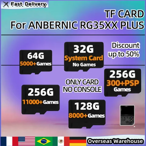Карта памяти для ANBERNIC RG35XX PLUS TF-карта с предварительной загрузкой Игры Игровая консоль Предварительная установка Ретро-игры 256G TF-карта Подарки