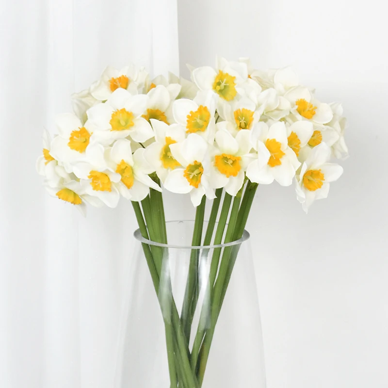 

6Pcs/bundle Artificial Flowers Silk Daffodil Bouquet For Wedding Home Table Decor Fake Narcissus Flower Birthday Party Supplies