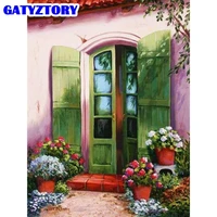 gatyztory paint by number door landscape drawing on canvas diy pictures by number flowers handpainted home decoration gift