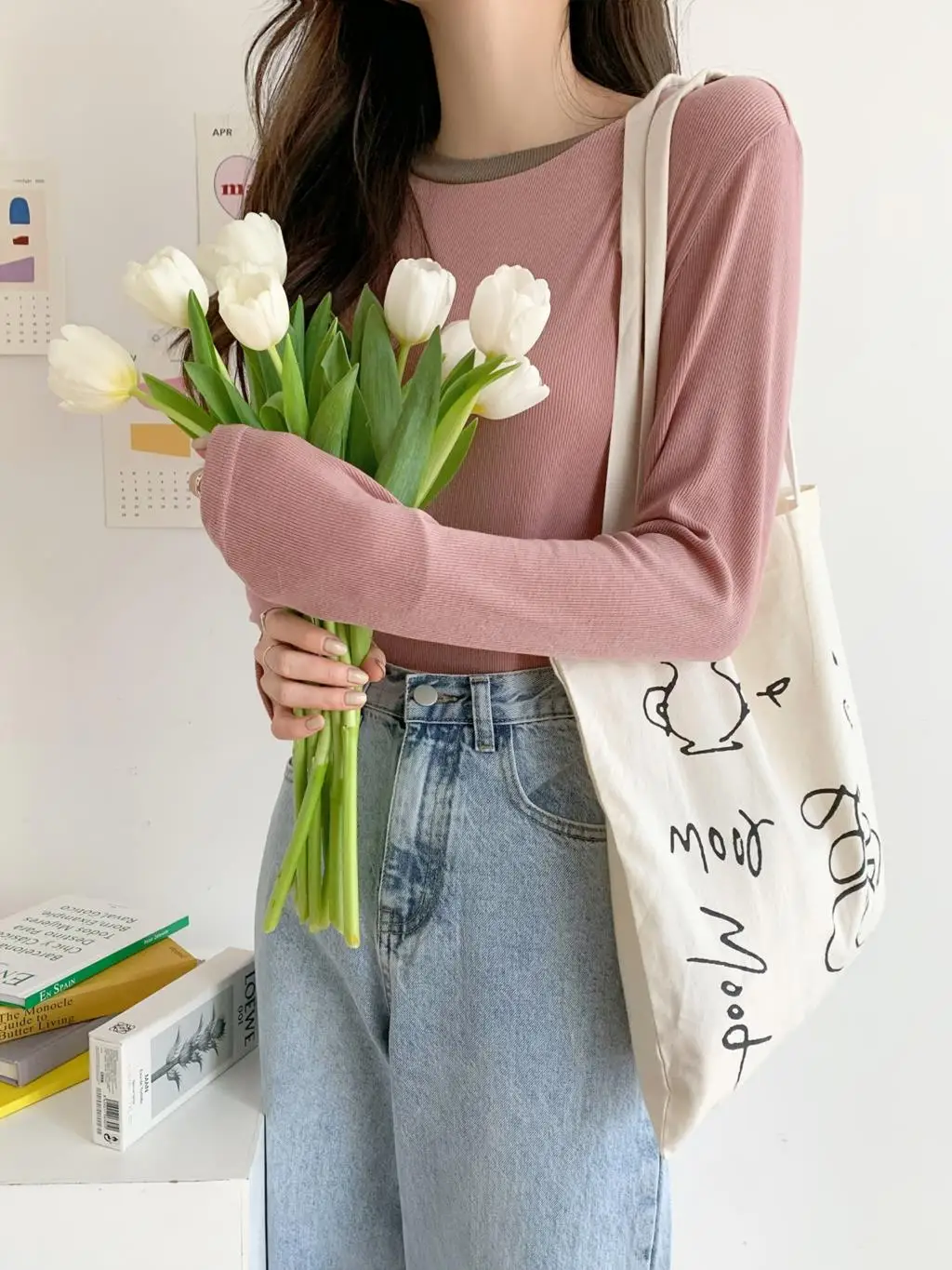 

Autumn and winter long-sleeved T-shirt women's mid-length casual loose loose inner bottoming shirt top round neck outer wear