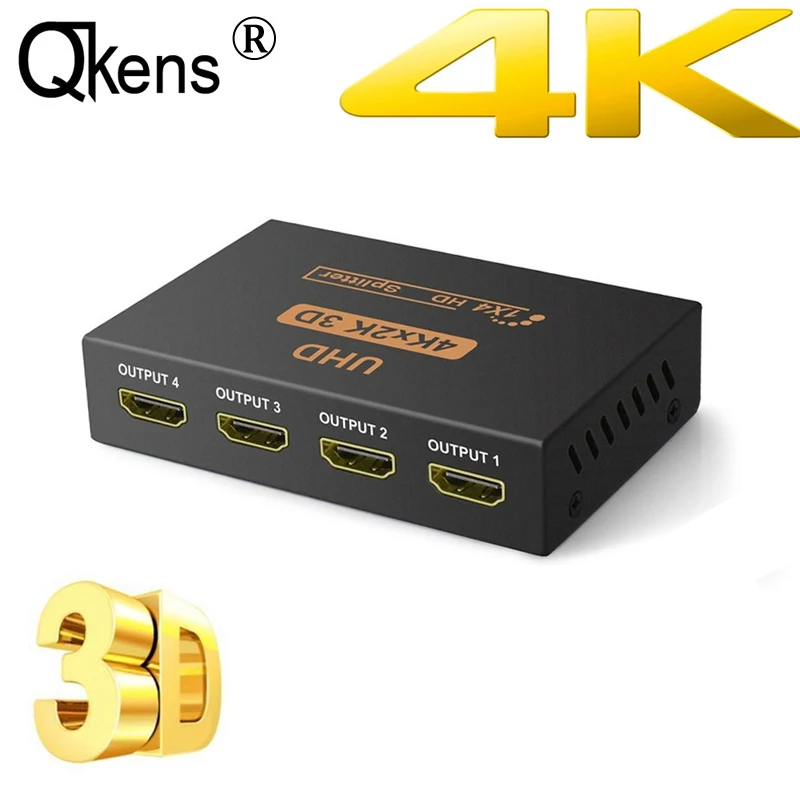 

4k 1 x 4 HDMI-compatible Splitter Converter 1 In 4 Out HD 1.4 Splitter Amplifier HDCP 1080P Dual Display for HDTV DVD PS3 Xbox