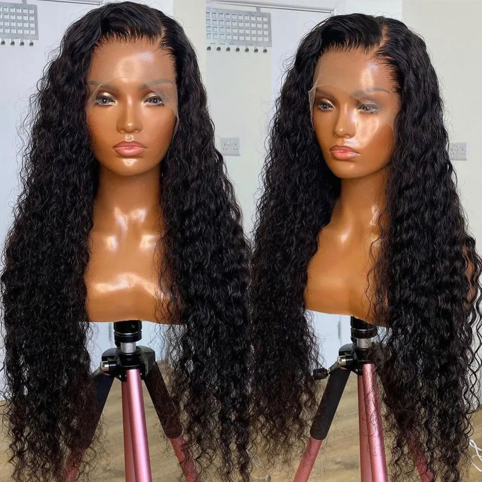 

Long Curly Synthetic Wig Black 26 Inch Lace Front Wig for Black Woman 180% Density Hair With Babyhair Preplucked Daily Cosplay