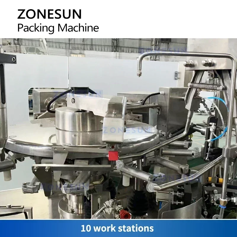 Фото Автоматическая машина для фасовки и запайки готовых пакетов ZONESUN ZS-BZJ10P, роторная упаковочная машина для пакетов DoYpack, оборудование для фасовки жидкостей и паст №3