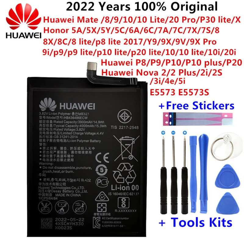 Batteria originale Per Huawei Compagno di Nova Honor 2 3 5C 5A 6A 7 7C 7A 7X 8 8A 8C 8X P8 9 Y9 P9 10 P10 20 P20 Lite Plus Pro Batterie