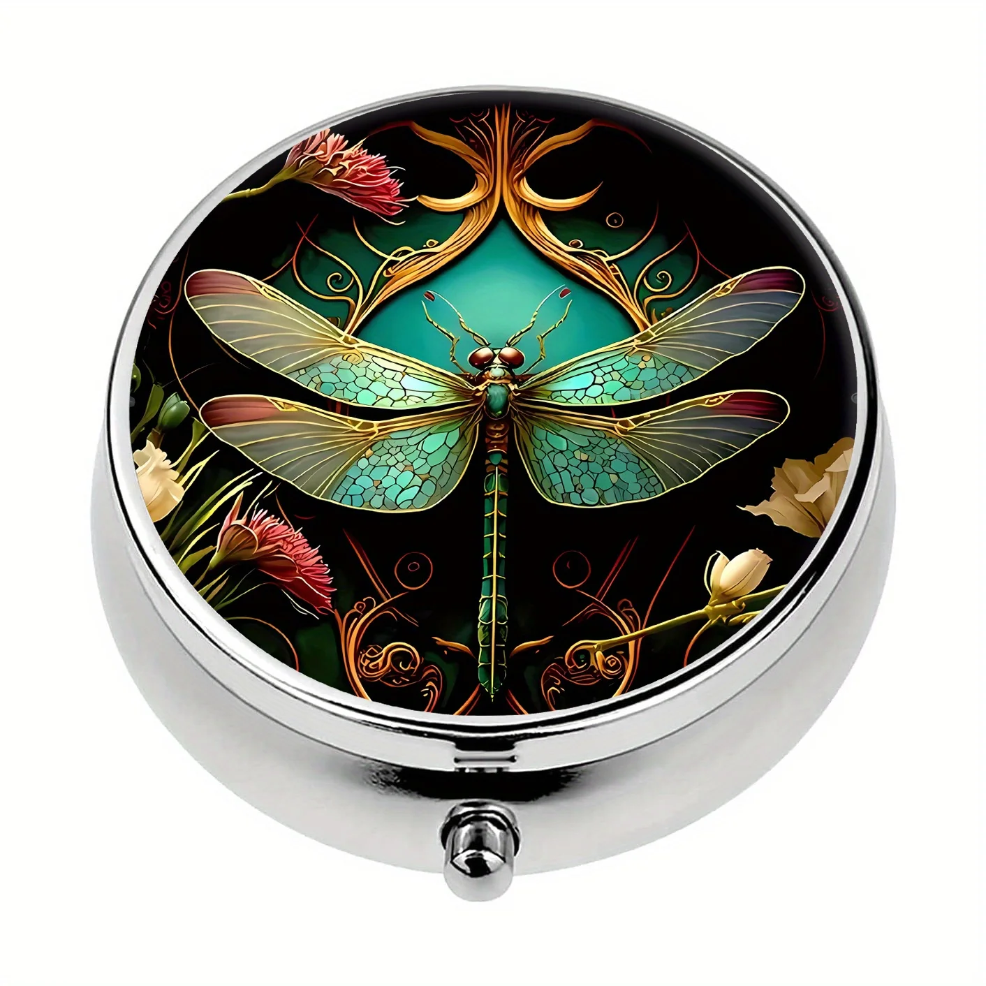 Коробка для таблеток с 3 отделениями Green Dragonfly — компактный и портативный