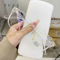 zuee anti blue light computer myopia glasses women men ultralight clear round nearsighted eyeglasses diopters 0 to 600 unisex