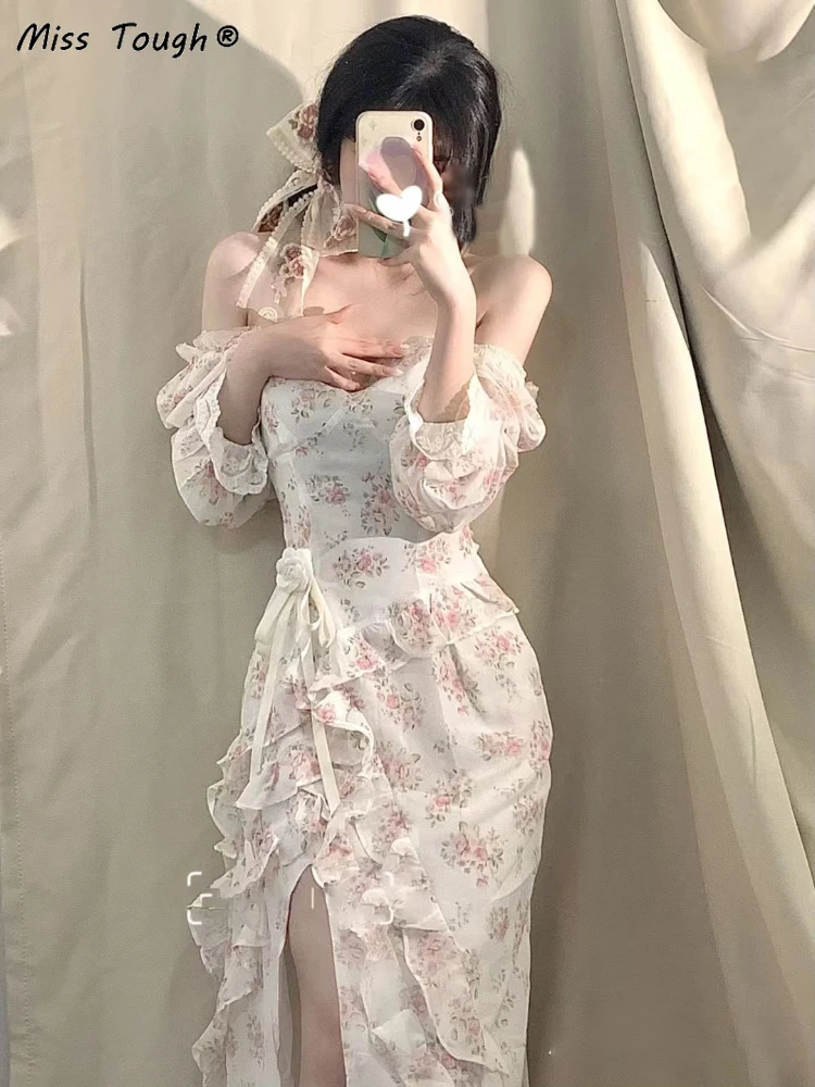 Летнее пляжное платье миди с цветочным принтом для вечерние женское