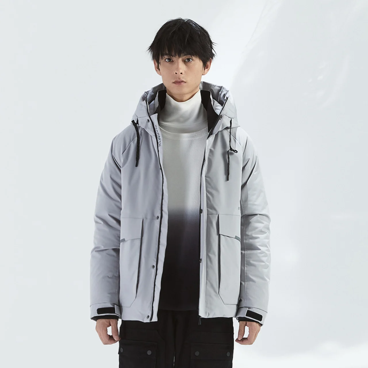 Metersbonwe Men's Reflective Printed Simple Hooded Down Jacket 80%Duck Down Thick Warm Wear Cargo Loose Winter Down Jackets