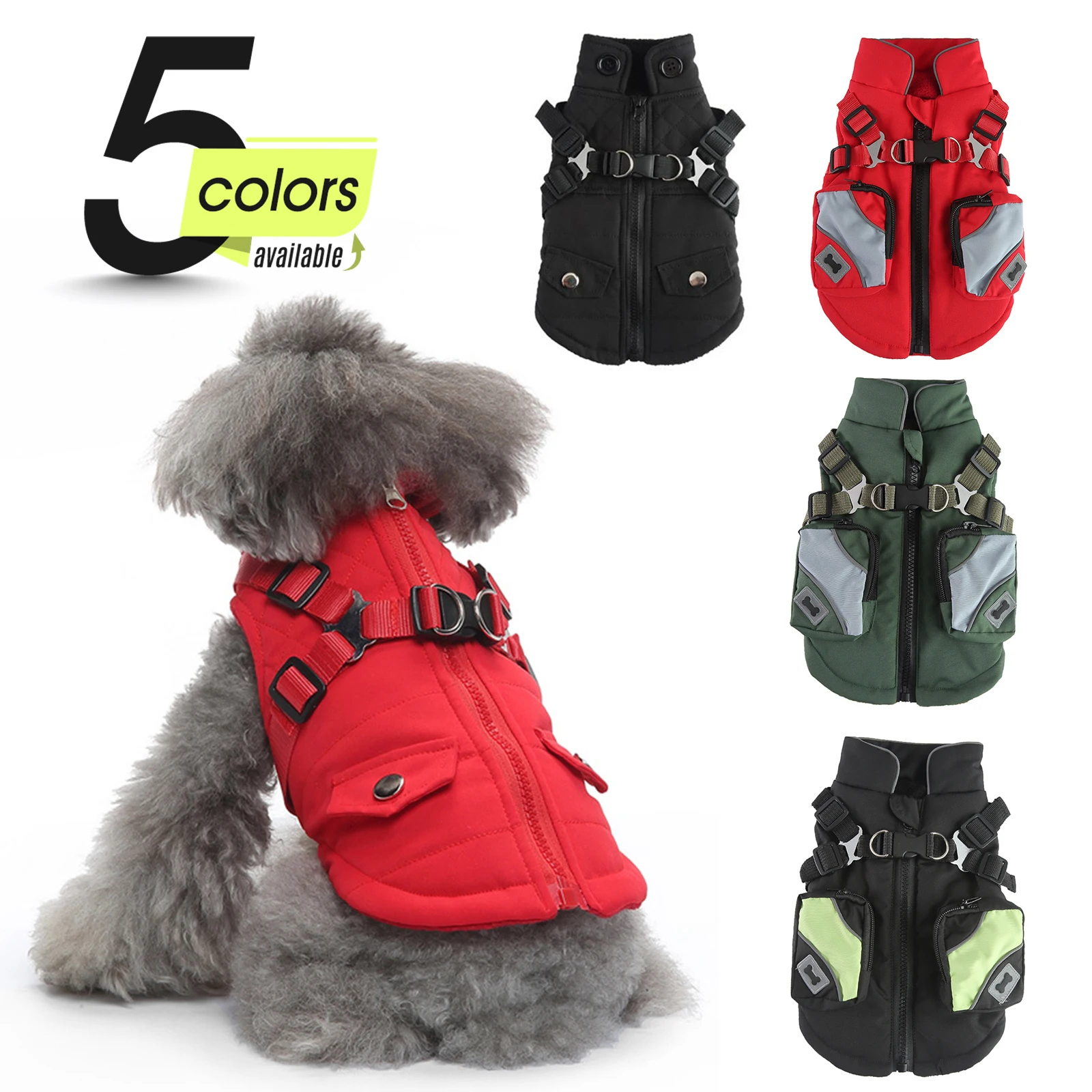 

Pet Clothes Solid Dog Winter Coat Jacket Warm Padded Fleece Lining Pet Apparel for Small Medium Large Dogs PC220