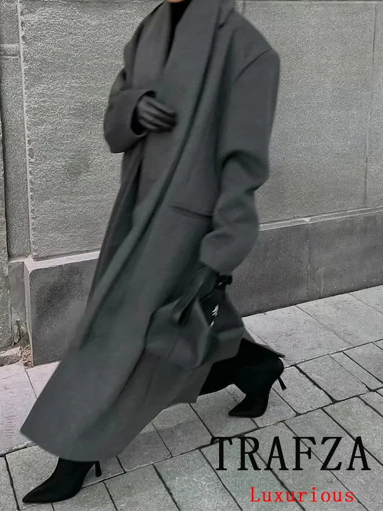 Женское винтажное шерстяное пальто с отложным воротником цвет в ассортименте