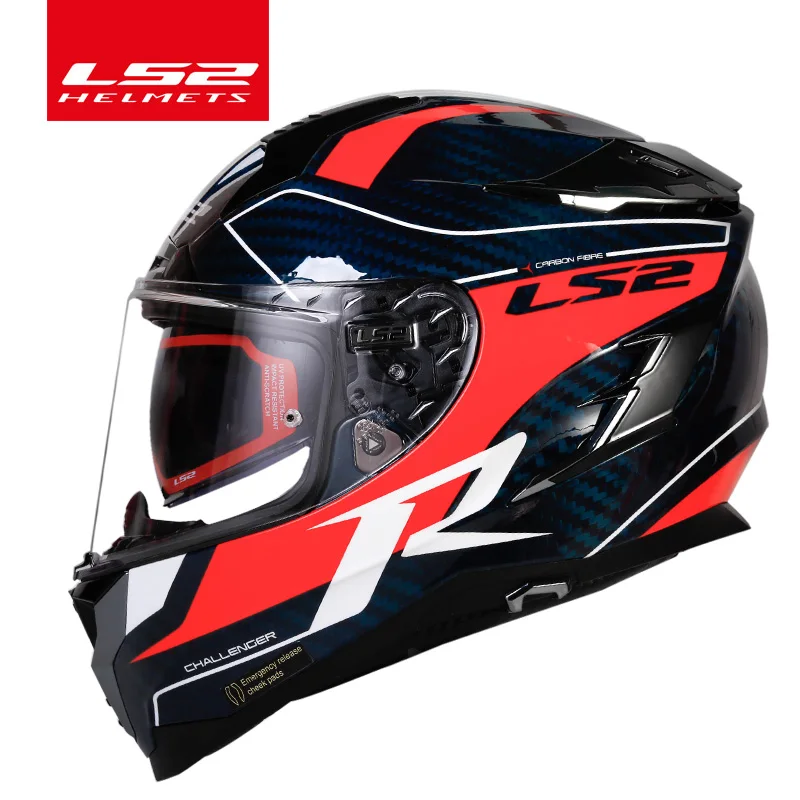 

Original LS2 FF327 full face motorcycle helmet ls2 Challenger carbon fiber helmets inner sun lens Racing casco moto capacete