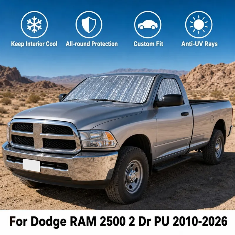 Фото Для Dodge RAM 2500 2 Dr PU 2010-2026: Полный комплект солнцезащитных шторок для окон автомобиля, блокирующих УФ-излучение, обеспечивающих конфиденциальность, теплоизоляцию, складные автомобильные шторки №1