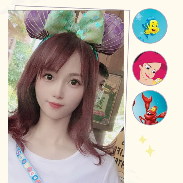 Disney Mickey Ears Ariel Princess Disneyland Beauty Fashion Bowknot Headband Festival Party Decoration Headwear Girl Toy Gift 2
