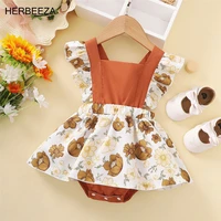 summer baby girl clothes ruffle sleeve woven cotton rompers cute baby girl dress floral print infant girl clothing 0 18month