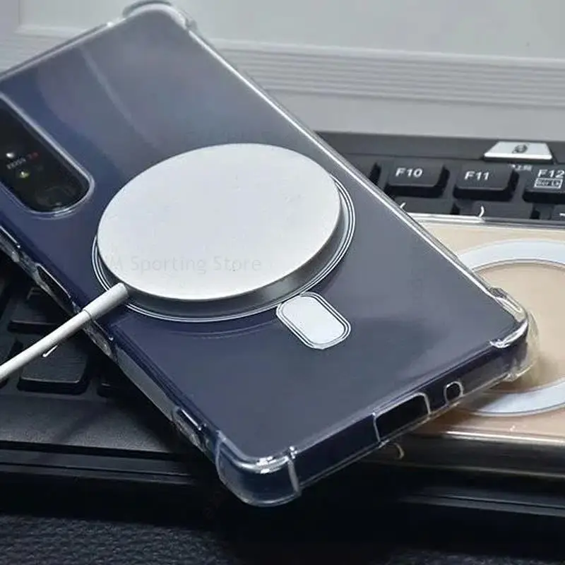 Funda For Sony Xperia 1 10 V For Magsafe Magnetic Transparent Case For Xperia 1 5 IV 1 III 1 II Wireless Charger Magsafing Cover