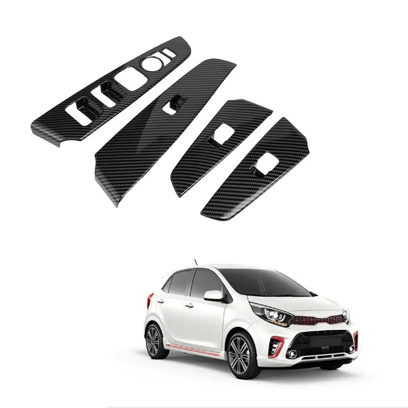 

Car Carbon Fiber Window Glass Lift Button Switch Cover Trim Door Armrest Panel For KIA Morning 2021 2022