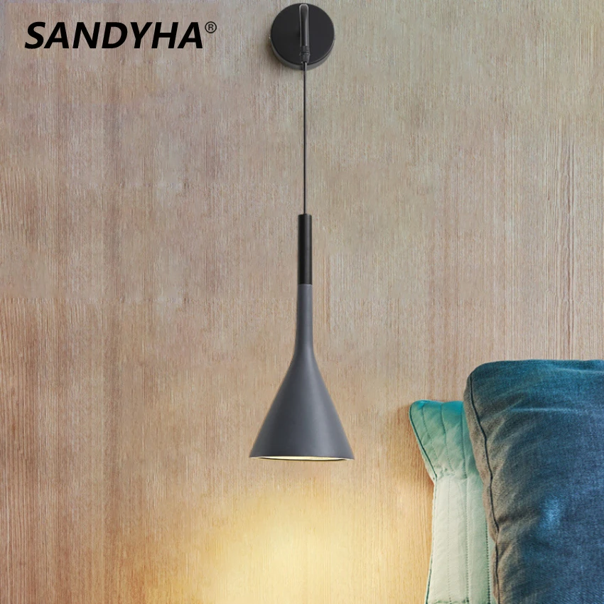 

SANDYHA Nordic E27 Wall Light Bedroom Bedside Living Room Pieces Staircase Loft Fittings Home Minimalist Decor Indoor Lighting
