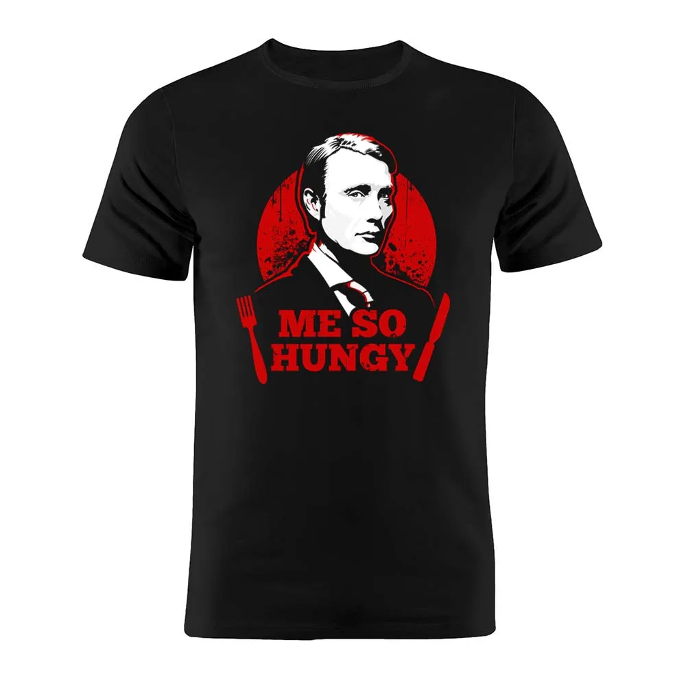 

Men's T Shirt Cotton Me So Hungry Hannibal The Cannibal Artwork Black Tee