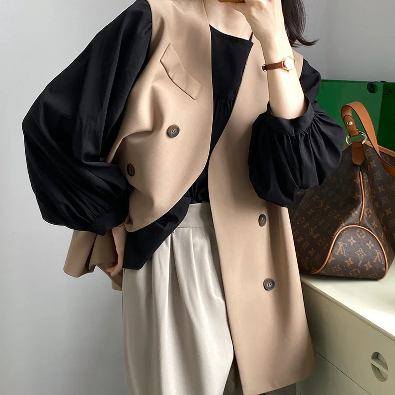 

New Women's Suit Vest Single-breasted Women's Sleeveless Vest Vest Casual Style Coat Clothing Suit Jacket Women