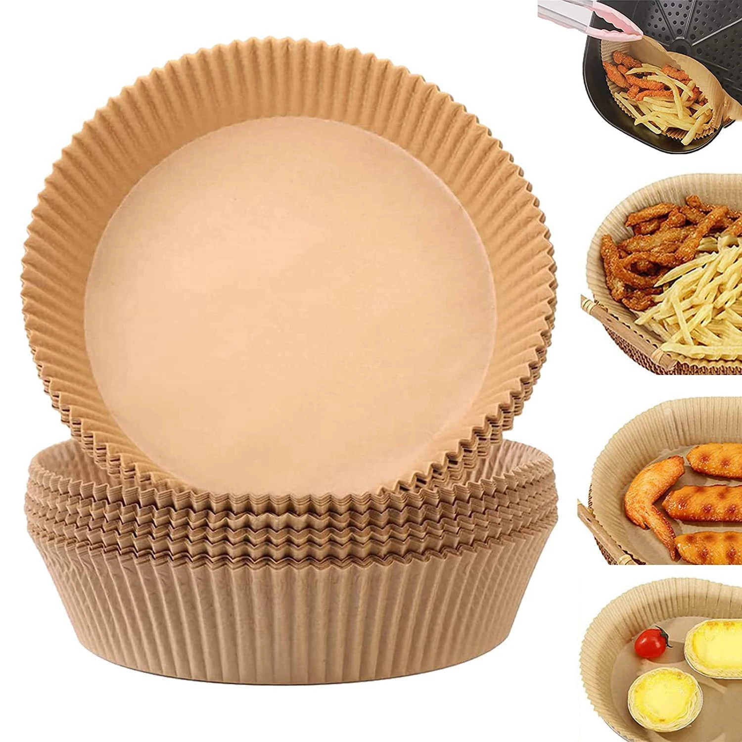 

50pcs Air Fryer Disposable Paper Liner Non-Stick Air Fryer Parchment Paper Liners Baking Paper Filters For AirFryer Micro-wave