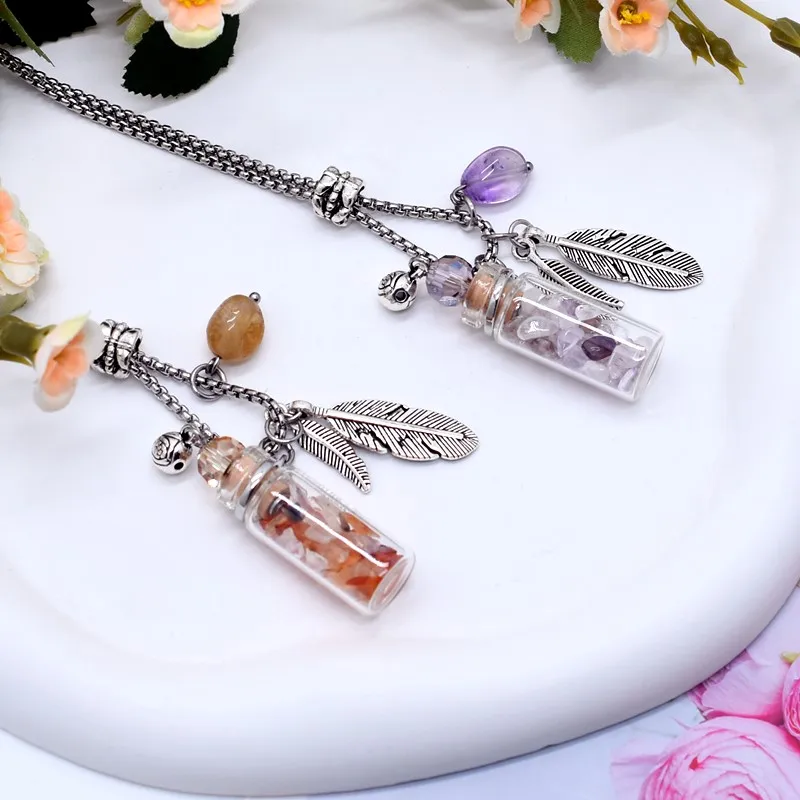 Ожерелье с подвеской в виде стеклянной бутылки многоразовое ожерелье эфирного