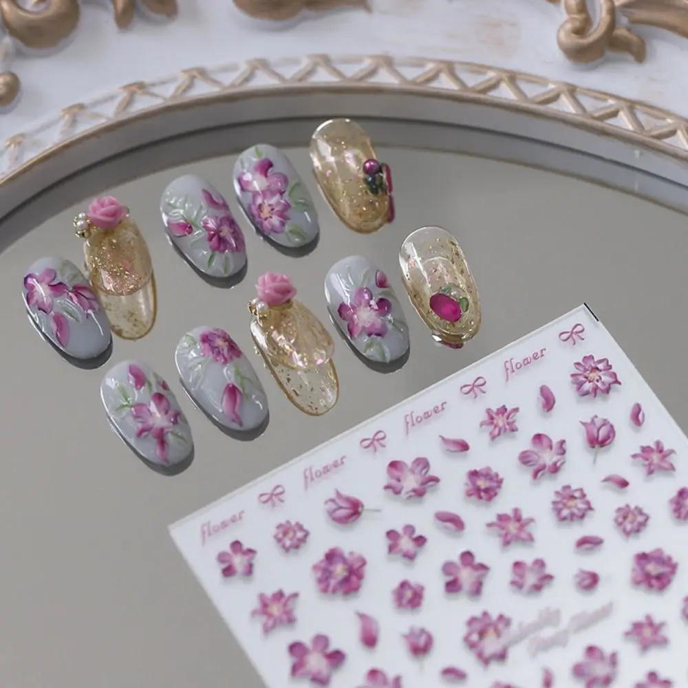 

Самоклеящиеся красочные наклейки для ногтей с изображением кактуса сакуры Нарцисса, аксессуары для маникюра, наклейки для ногтей с изображением роз, украшения для ногтей