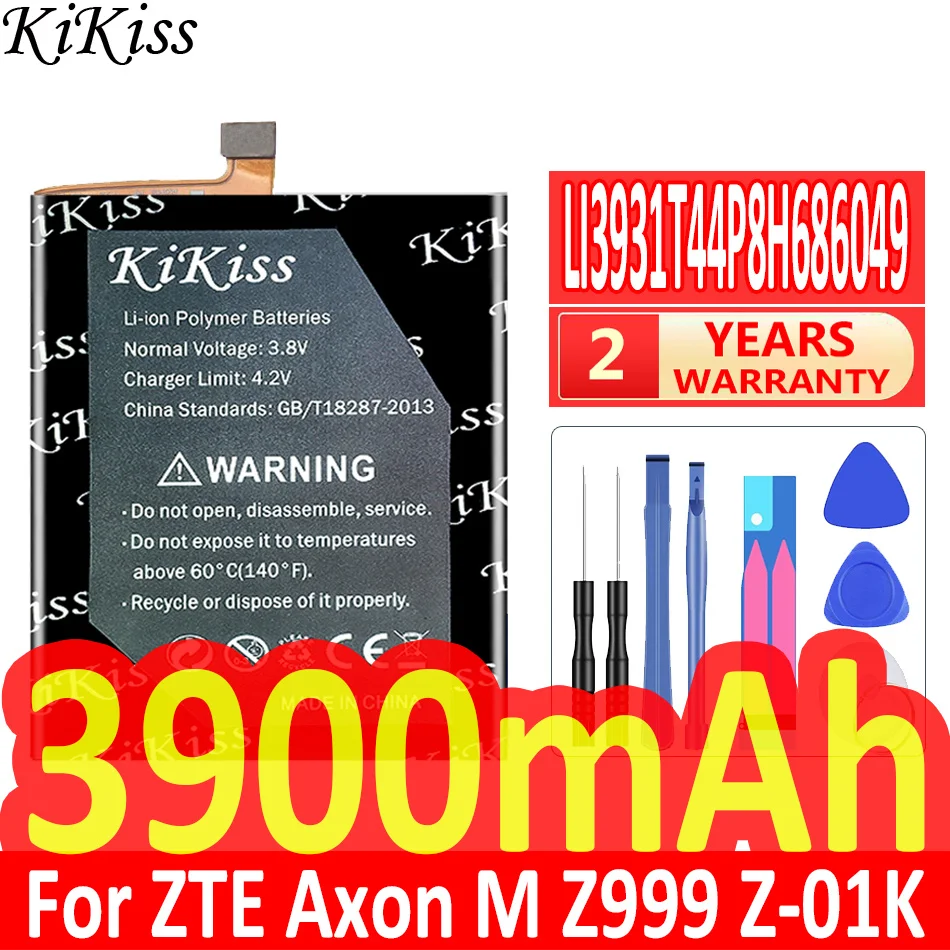 Мощная батарея 3900 мАч KiKiss LI3931T44P8H686049 для ZTE Axon M Z999 Z-01K Bateria