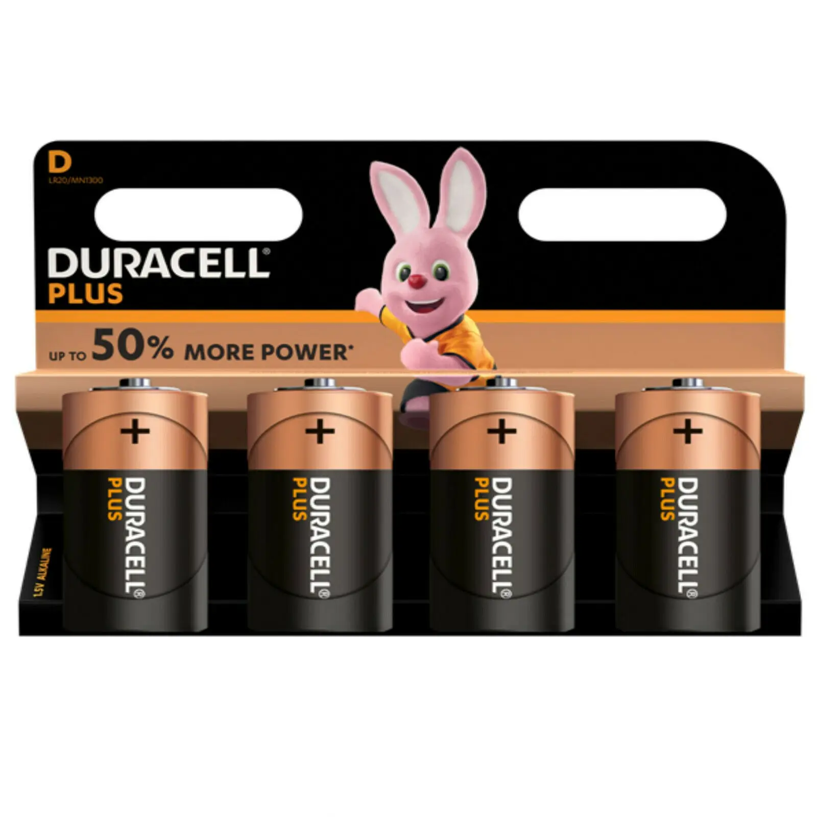 

4 x D Size DURACELL PLUS Batteries MN1300 Batteries 1 x 4 Packs D size