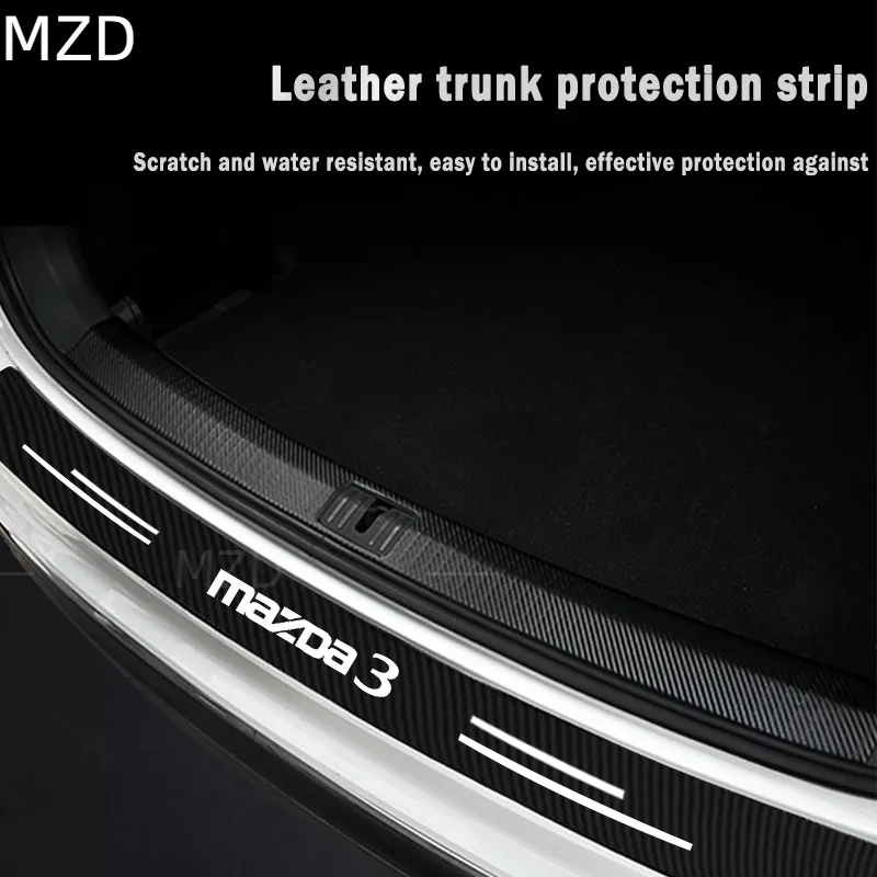 

For Mazda 3 Custom Logo Protection Decal Car Rear Trunk Door Sill Bumper Guard Carbon Fiber Anti Scratch Sticker Accessories