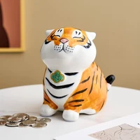 creative piggy bank ceramic tiger statue money boxes storage modern home decoration child piggy bank money saving box kids gift