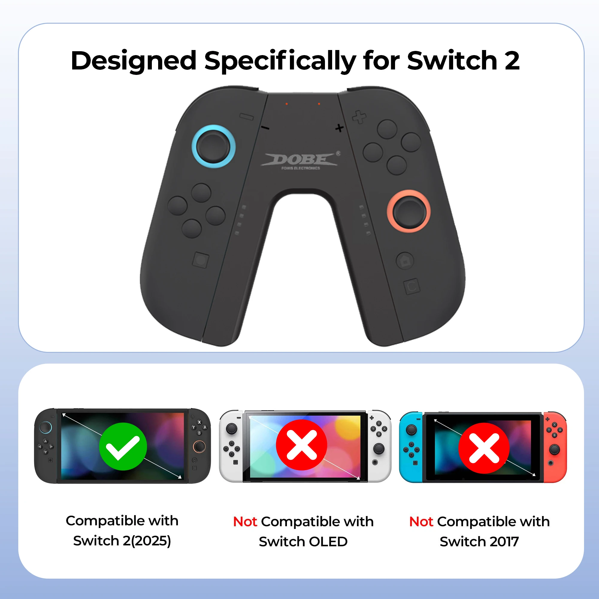 Фото Магнитный зарядный держатель DOBE для контроллеров Switch 2 - Играйте, заряжая одновременно два контроллера, с LED-индикатором, Type-C №2