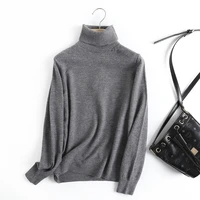 2022 women 100 wool turtleneck sweater vintage office ladies thin knitted jumper tops sweater women pullover cashmere